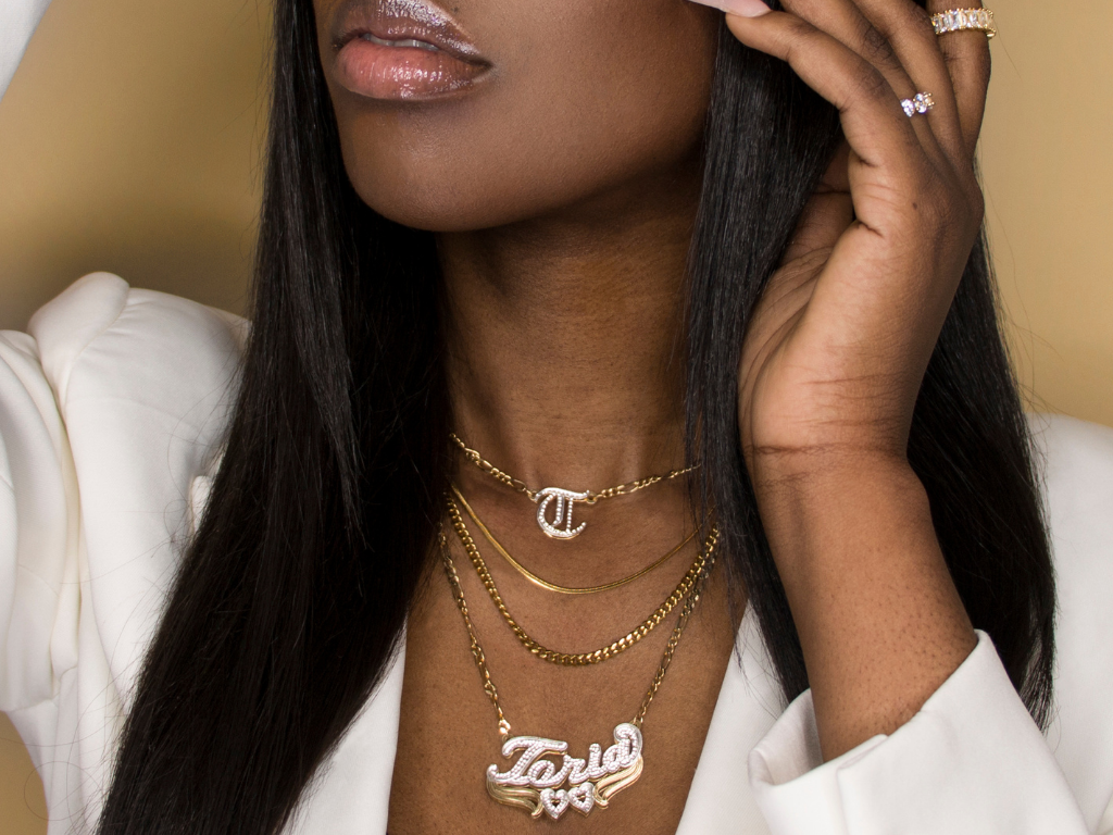 3D Double Hearts Double Plated Custom Name Necklace